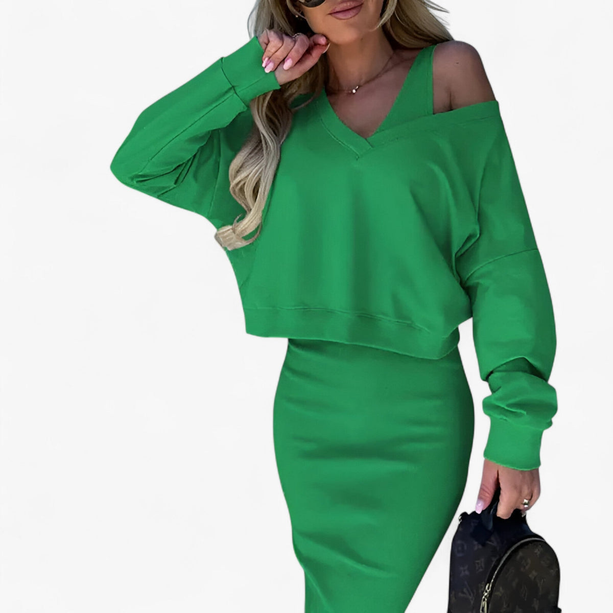 Fitted Two-Piece Set with Short Layered Top