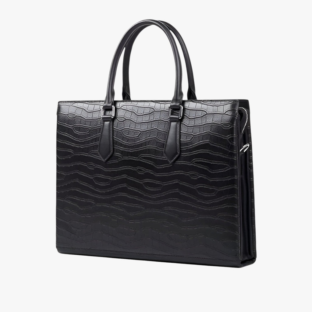 High-Capacity Faux Leather Bag with Padded Laptop Sleeve