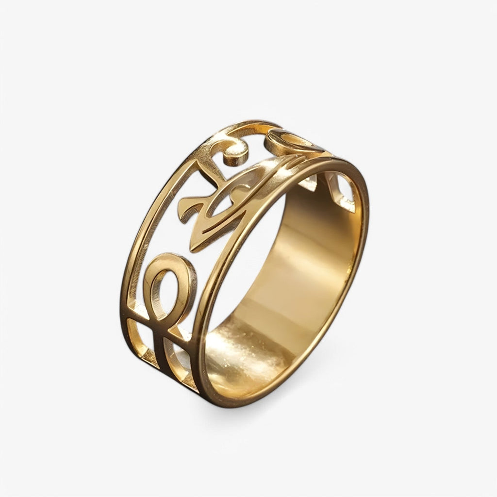 Anillo de acero inoxidable con cruz ankh, de inspiración egipcia