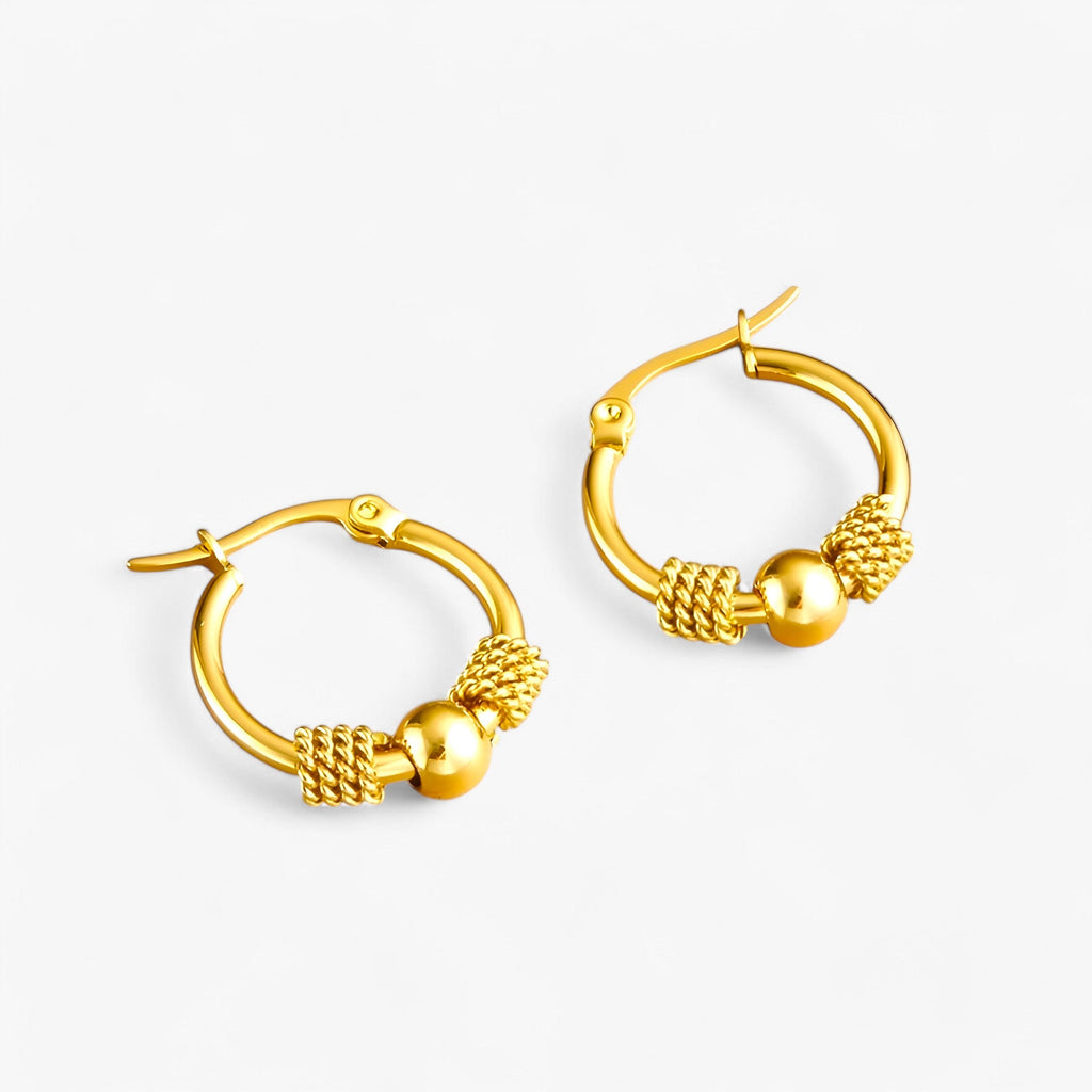 Woven Gold-Tone Earrings with Classic Pattern