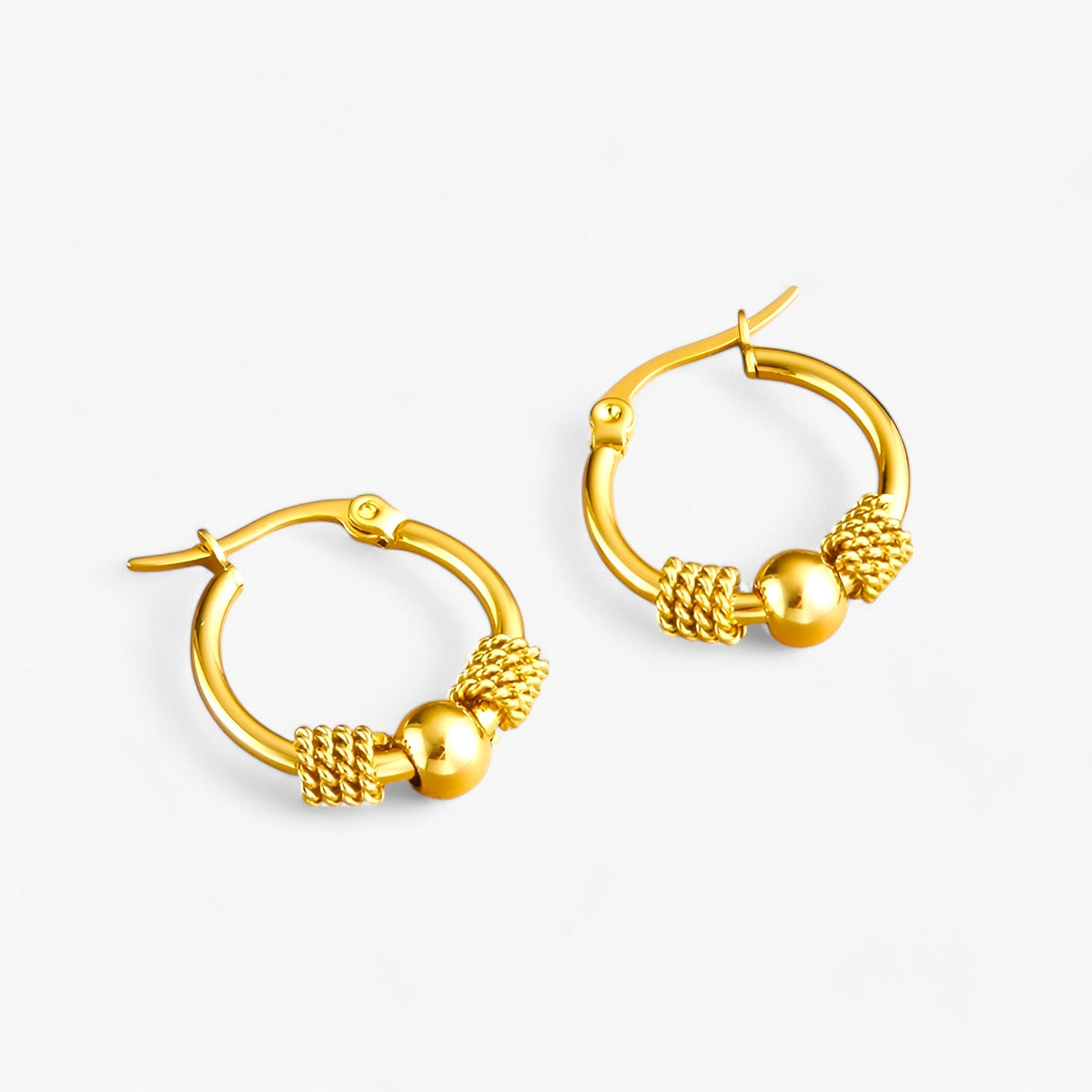Woven Gold-Tone Earrings with Classic Pattern