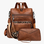 Faux Leather Backpack with Padded, Adjustable Shoulder Straps