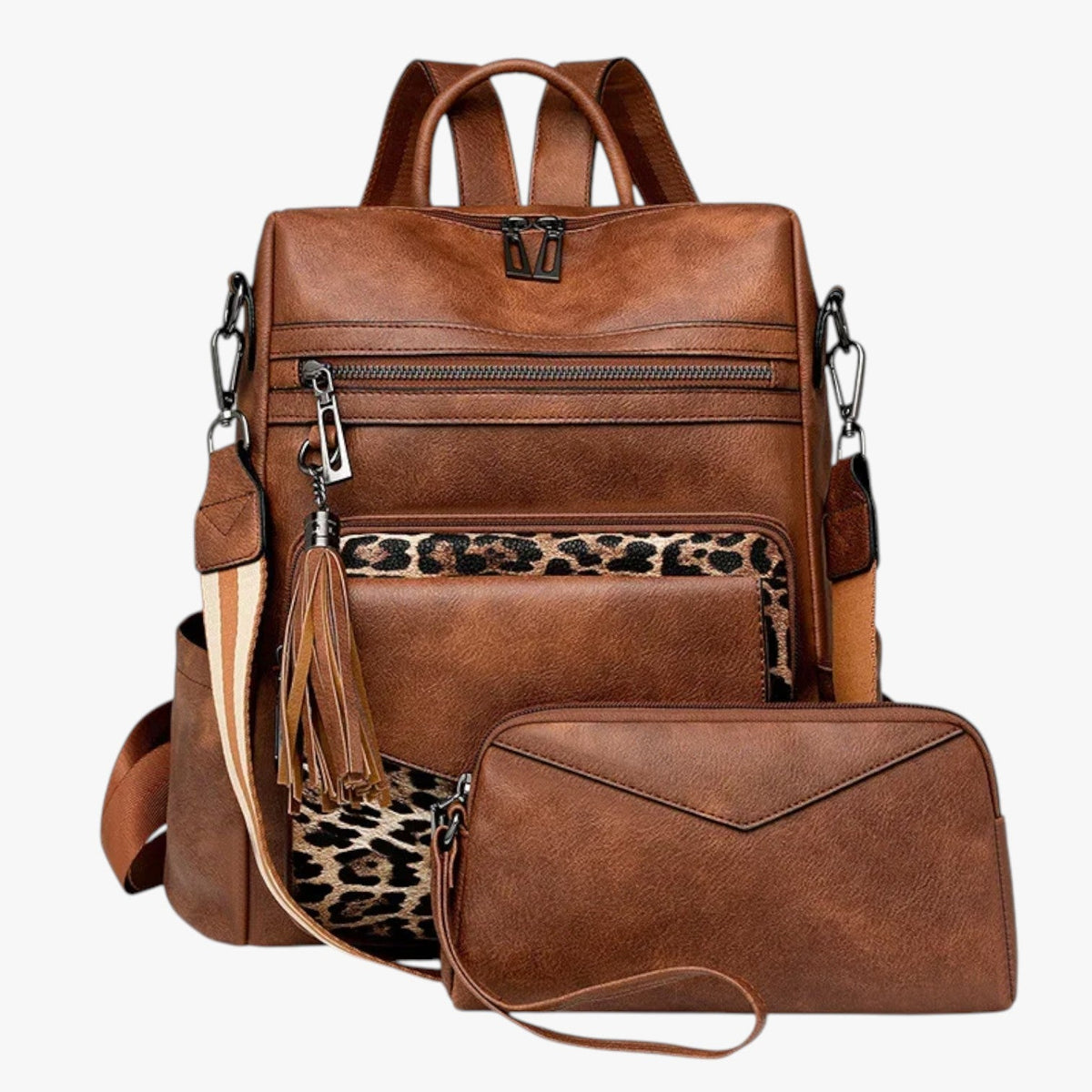 Faux Leather Backpack with Padded, Adjustable Shoulder Straps