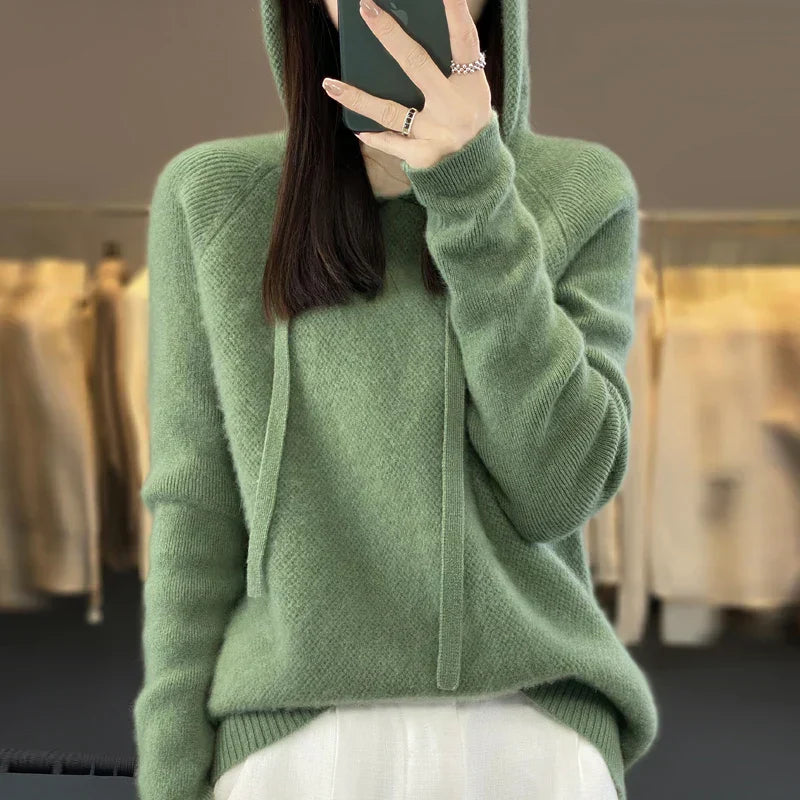 Hooded Sweatshirt with Collar and Soft Warm Feel