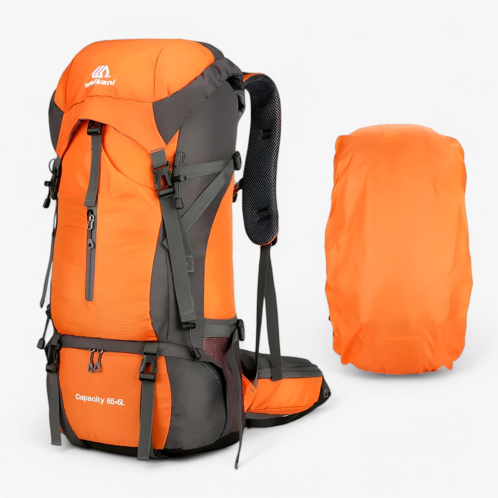 70L Nylon Hiking and Camping Backpack with Rain Cover