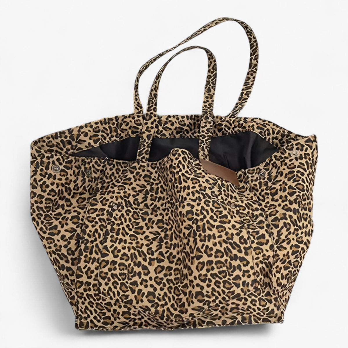 Axelväska med leopardmönster och justerbar rem