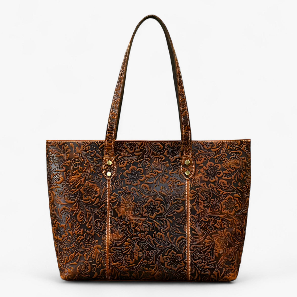 Retro-Style Faux Leather Tote Bag with Spacious Interior