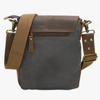 Vintage Canvas and Faux Leather Shoulder Bag, Unisex Style