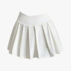 Pleated High-Waist Sports Skirt with Built-In Shorts