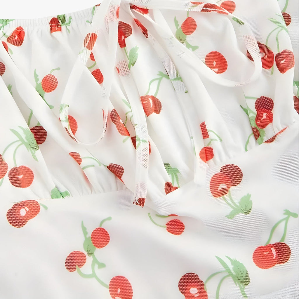 Cherry Print Swing Dress with A-Line Silhouette