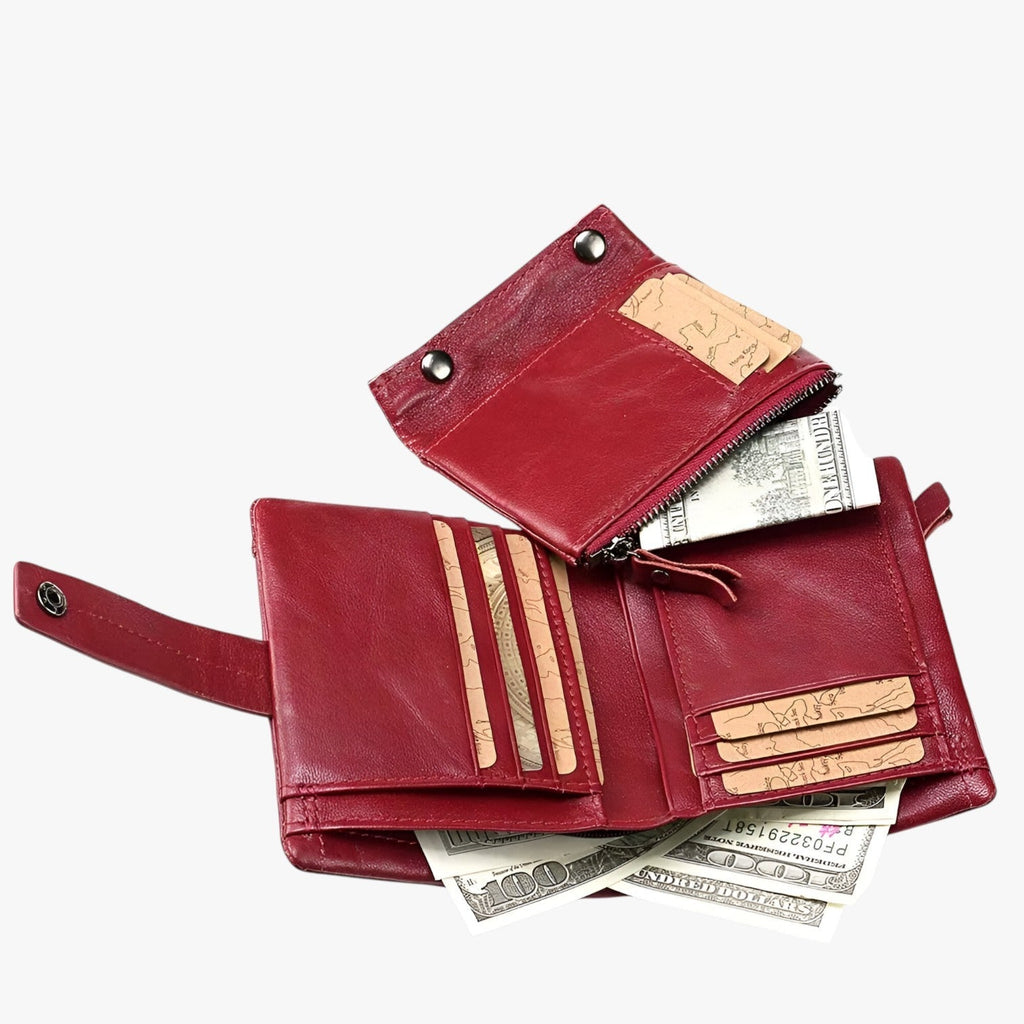 Faux Leather Wallet with Card Slots and Coin Purse