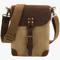 Vintage Canvas and Faux Leather Shoulder Bag, Unisex Style