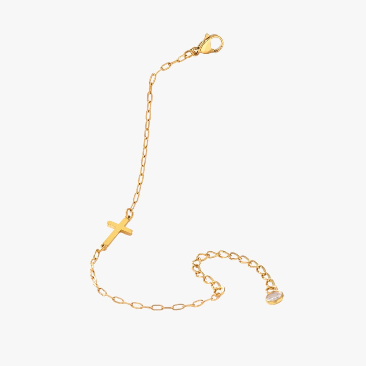 Water-Resistant Stainless Steel Bracelet with a Cross Charm