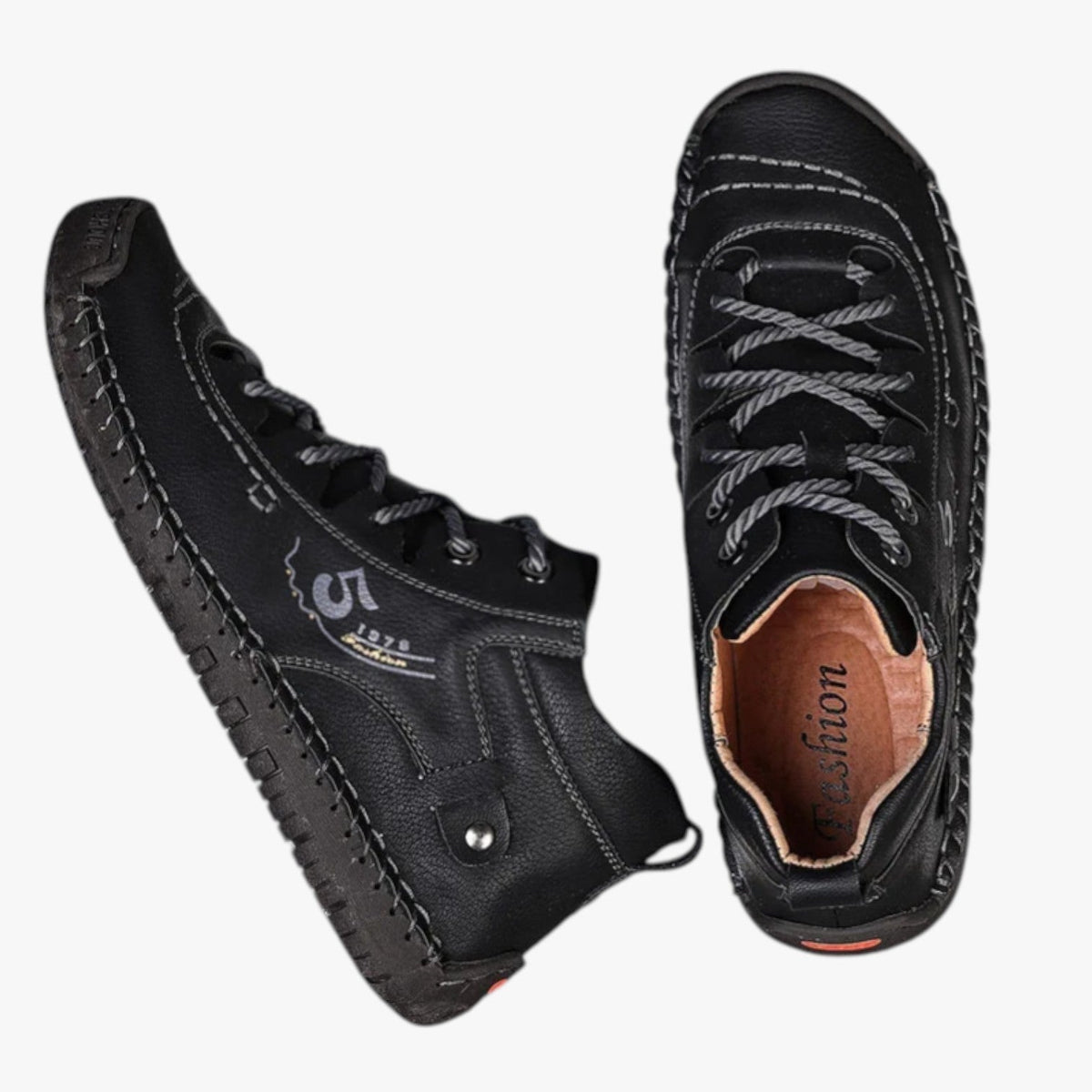 Hand-Stitched Faux Leather Loafers with Flexible Sole