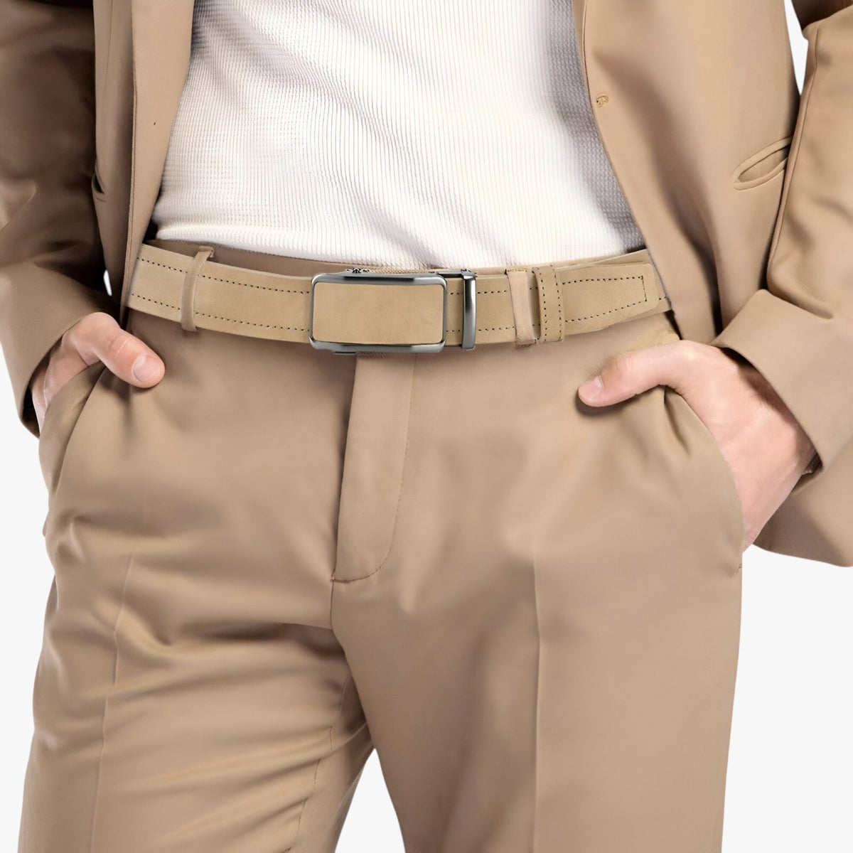 PU Leather Belt with Automatic Buckle for Work and Everyday