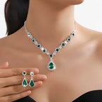 Rhinestone Drop Necklace and Earrings Bridal Set