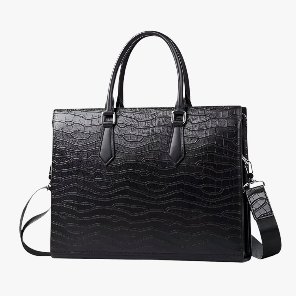 High-Capacity Faux Leather Bag with Padded Laptop Sleeve