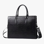 High-Capacity Faux Leather Bag with Padded Laptop Sleeve
