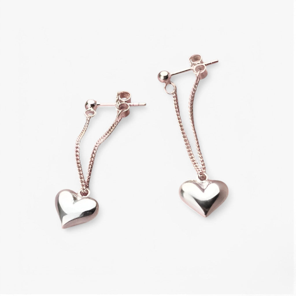 Heart-Shaped Silver-Tone Earrings, Hypoallergenic