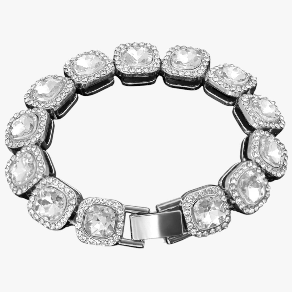 Crystal Tennis Bracelet with Heart Charm Detail