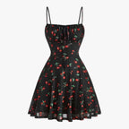 Cherry Print Swing Dress with A-Line Silhouette