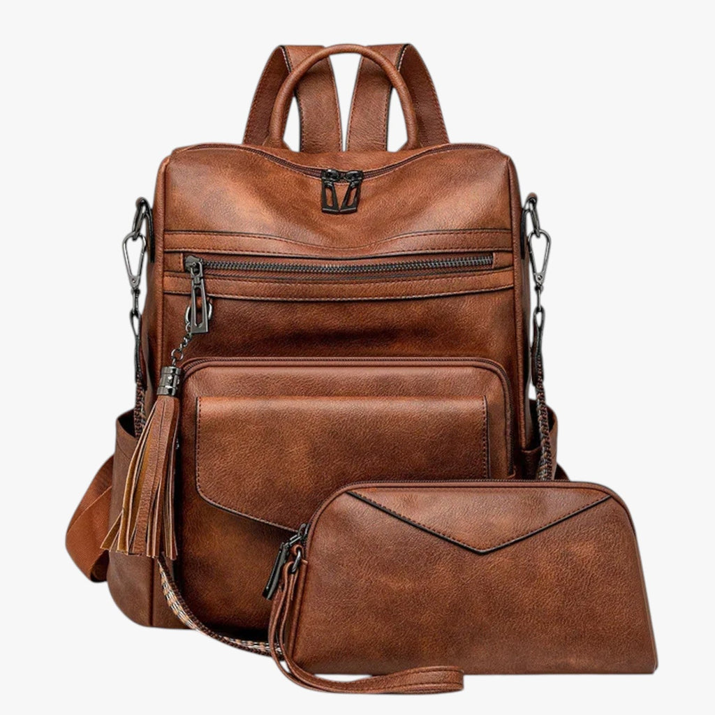 Faux Leather Backpack with Padded, Adjustable Shoulder Straps