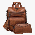 Faux Leather Backpack with Padded, Adjustable Shoulder Straps