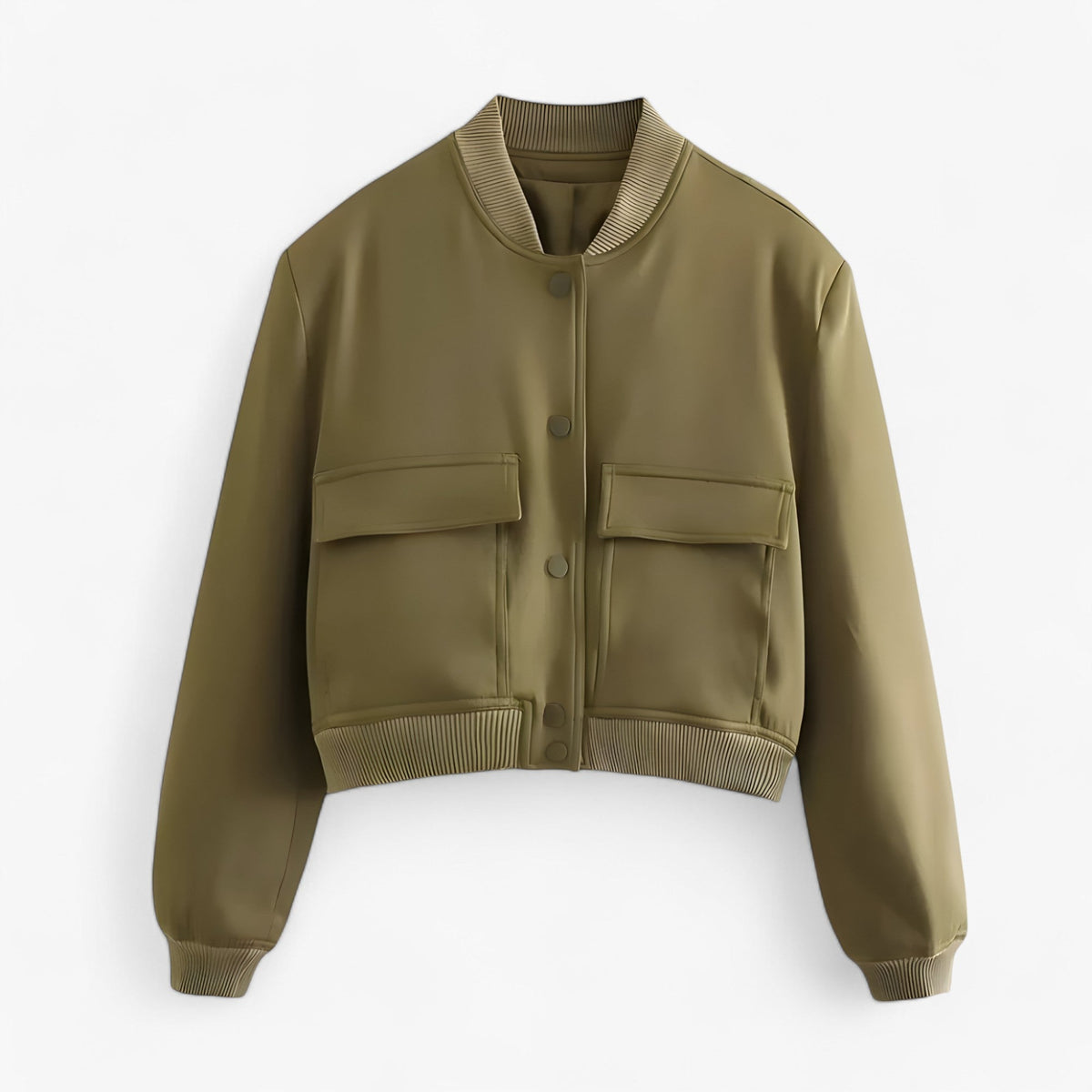 Cropped Bomber Jacket with Soft Lining for Autumn and Winter