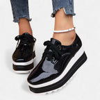 Lace Up Platform Derby Shoes with Square Toe