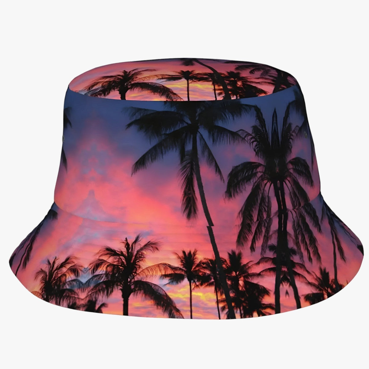 Sombrero de ala ancha con estampado tropical de hojas de palmera