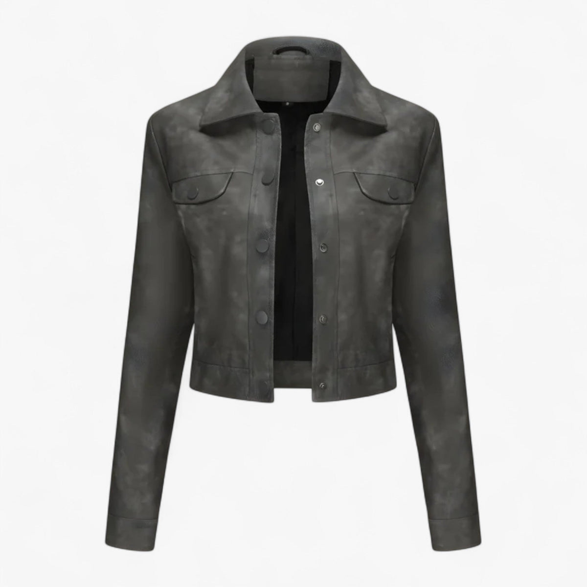 Slim-Fit Faux Leather Jacket with Multiple Practical Pockets