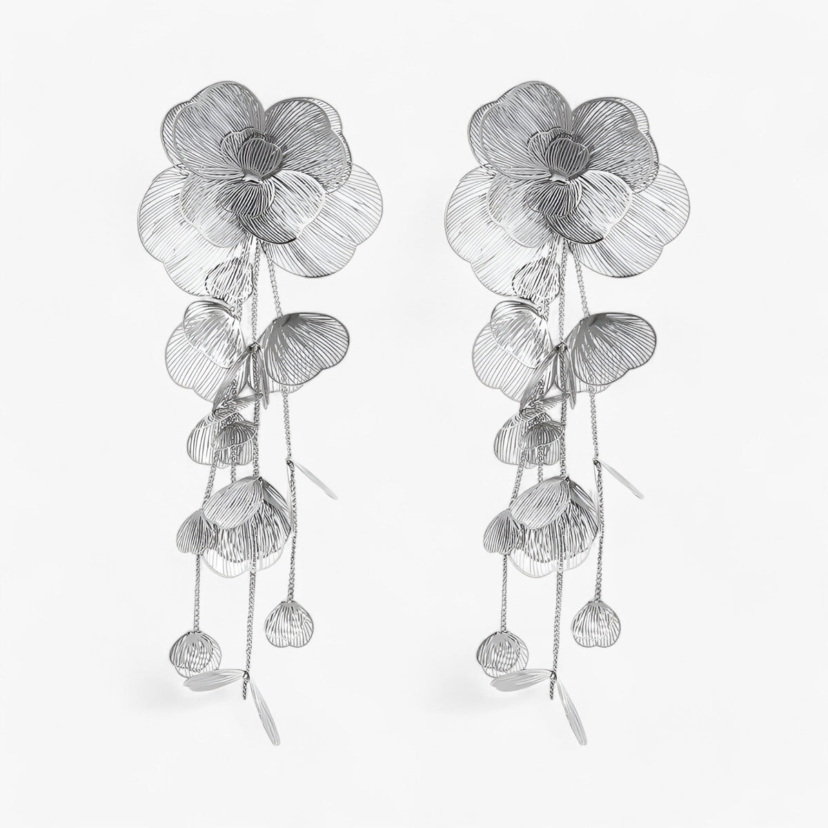 Vintage Flower Fringe Earrings with Tassel Detail