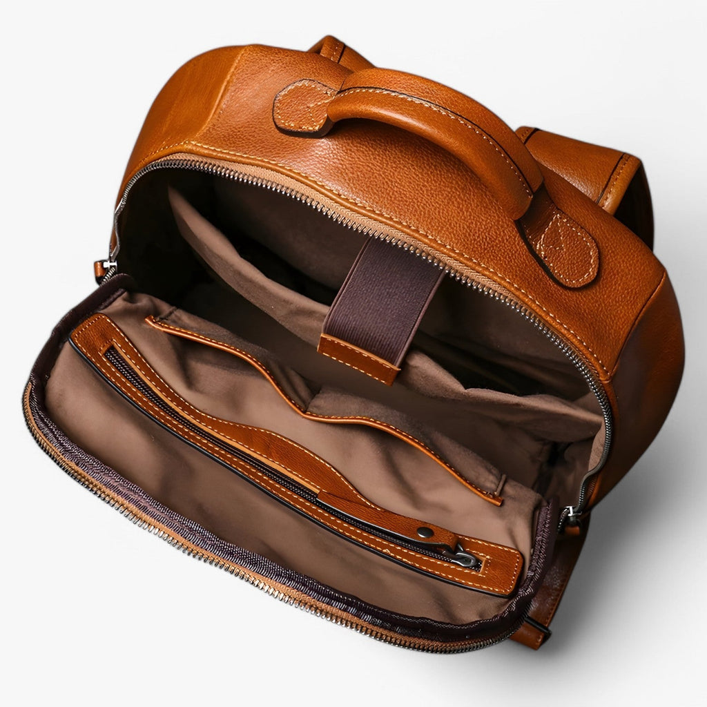 Premium Faux Leather Backpack with 16-Inch Laptop Compartment