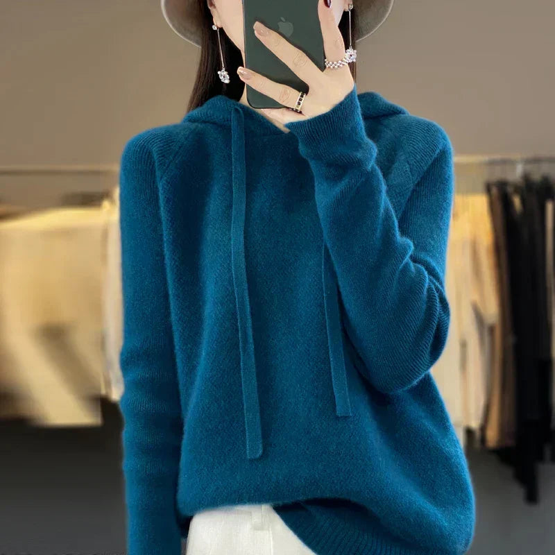 Hooded Sweatshirt with Collar and Soft Warm Feel