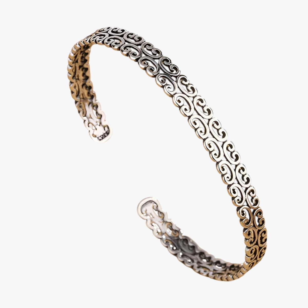 Silver Cuff Bracelet with Delicate Cloud-Inspired Design