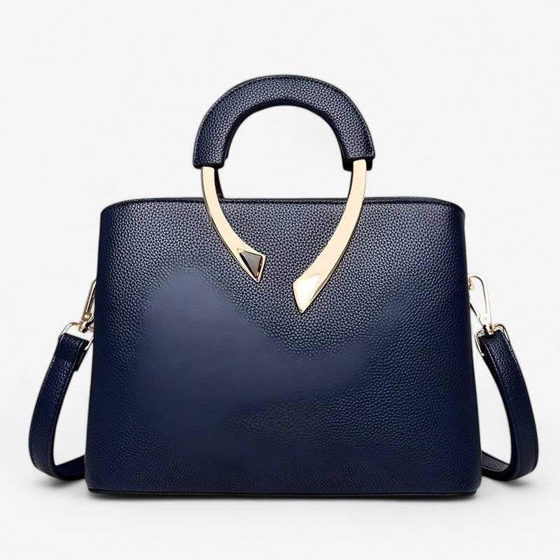 Faux Leather Tote Bag with Multiple Interior Pockets