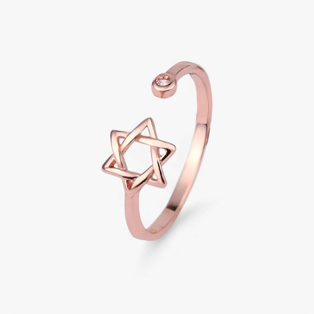 Justerbar zirkoniaring med glittrande hexagonal sten