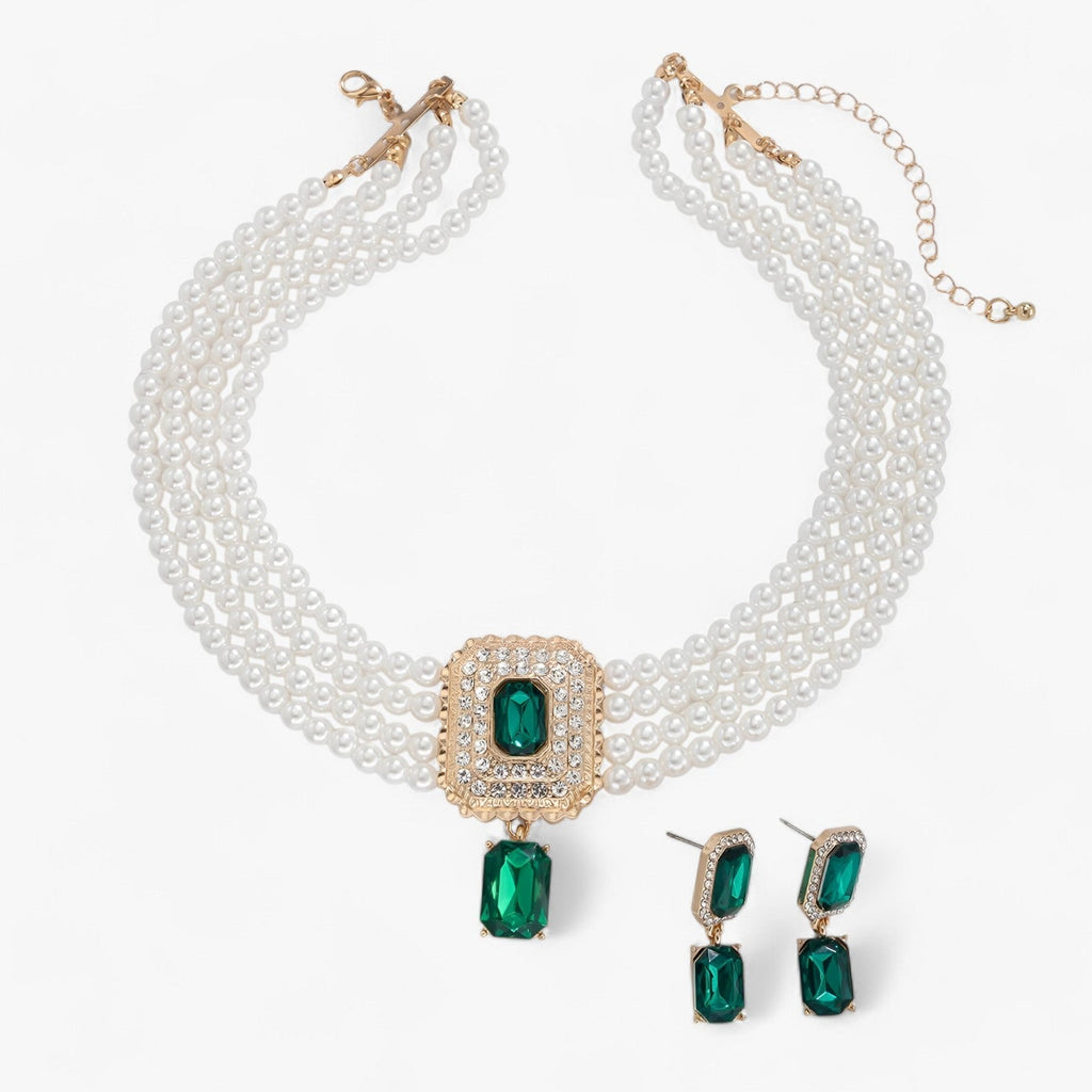 Multi-Layered Pearl Necklace and Earring Set for Occasions