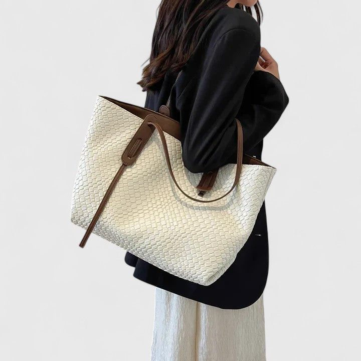 Bolso de asas de textura trenzada con capacidad para el día a día