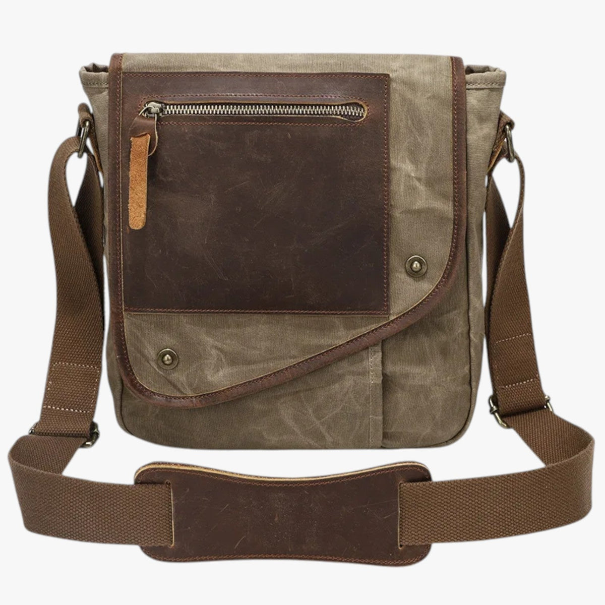 Anti-Theft Water-Resistant Waxed Canvas Shoulder Bag