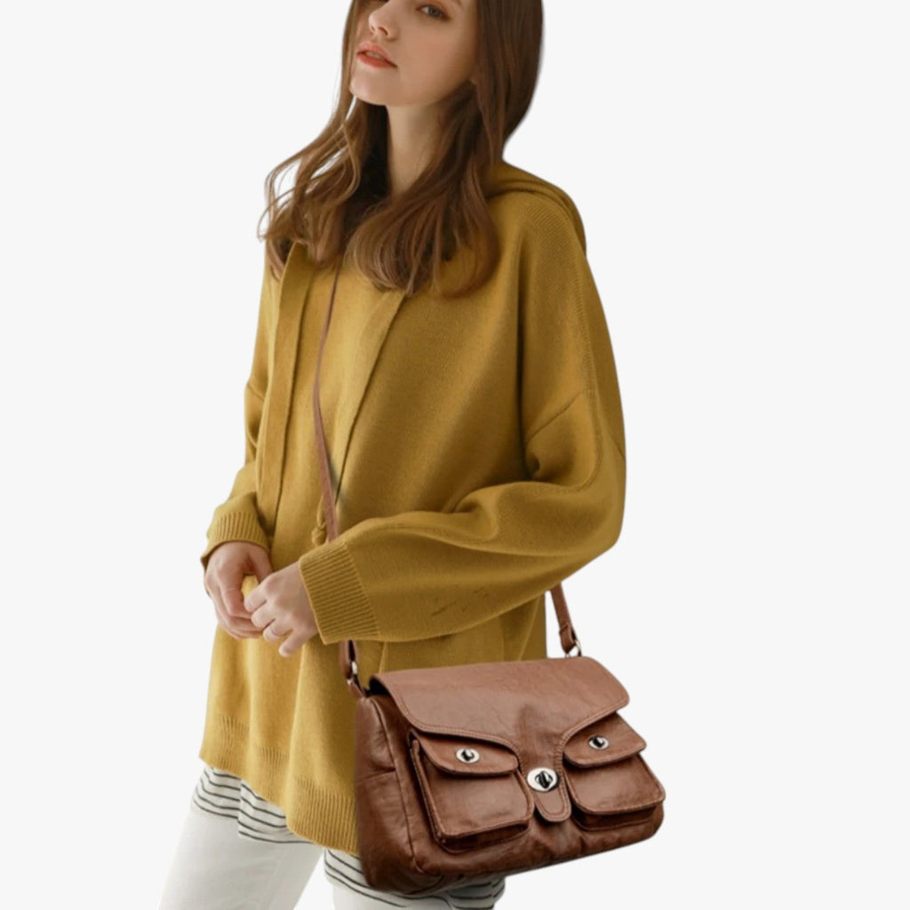 Retro-Style PU Leather Shoulder Bag with Adjustable Strap