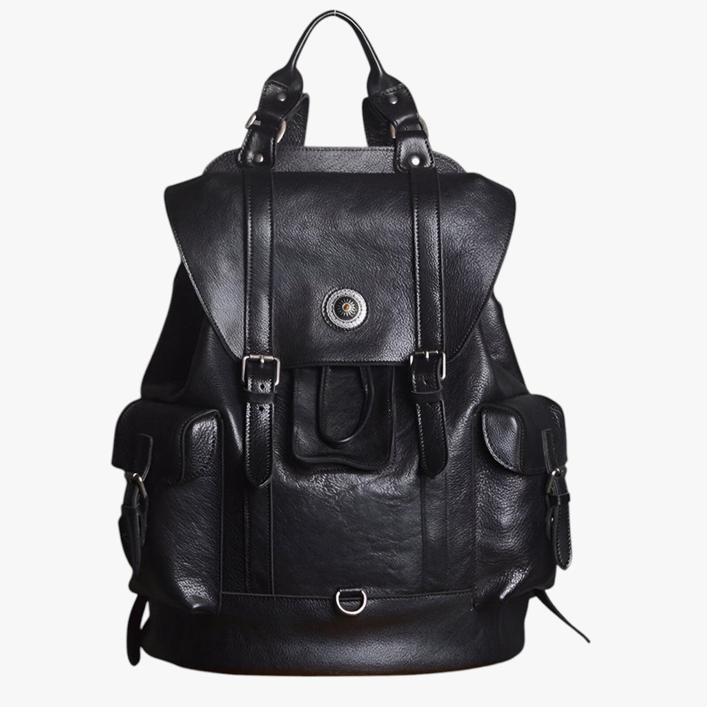 Water-Repellent Faux Leather Travel Bag with Adjustable Strap