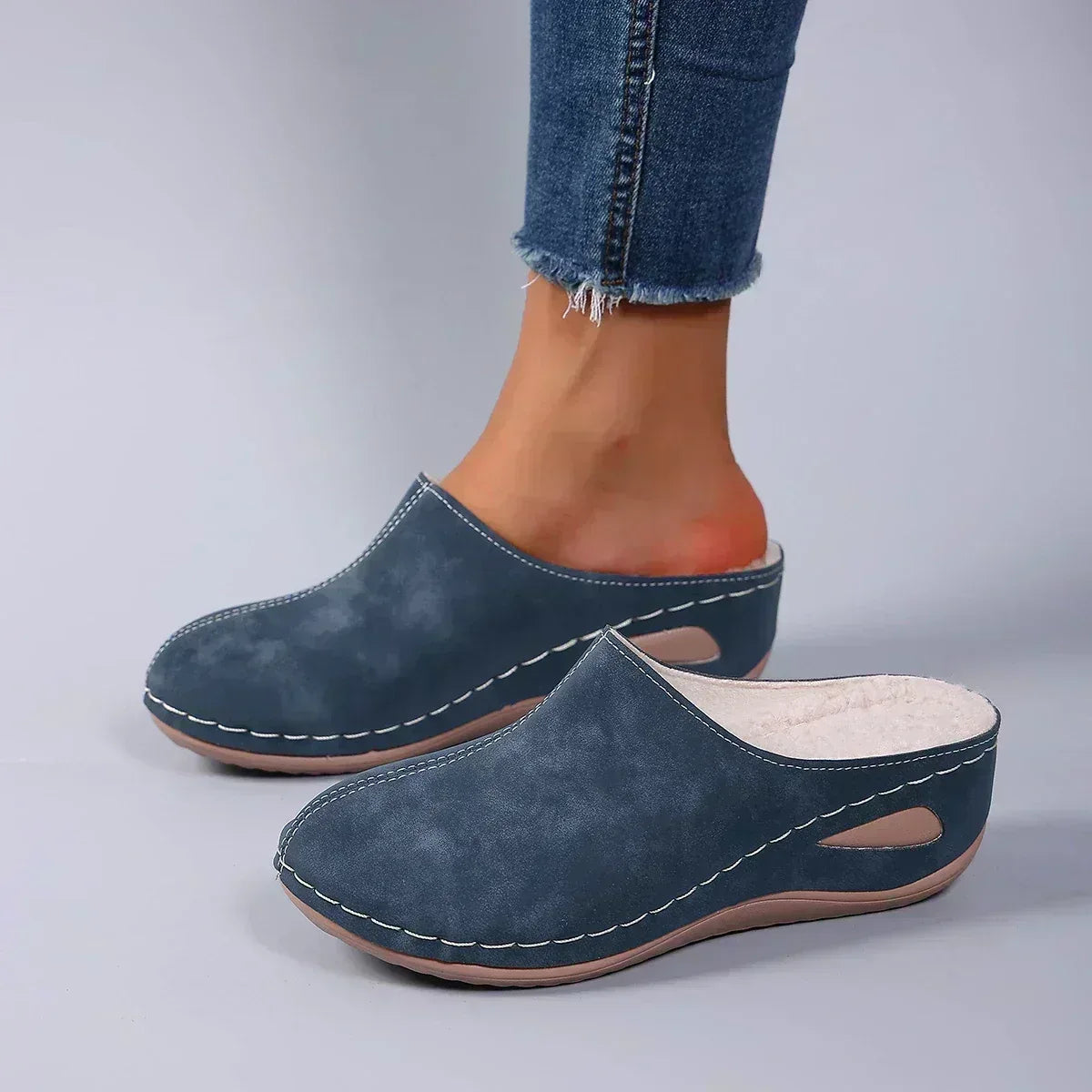 Lined Slip-On Sandals with Slip-Resistant Sole