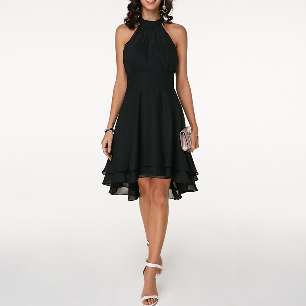 Vestido midi con volantes y silueta fluida y femenina