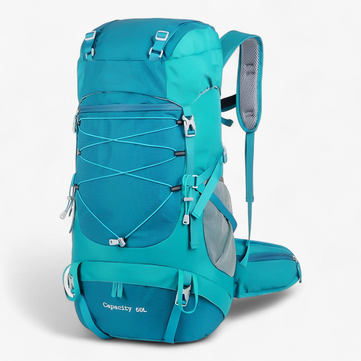 50L Water-Resistant Nylon Hiking Backpack with Rain Cover