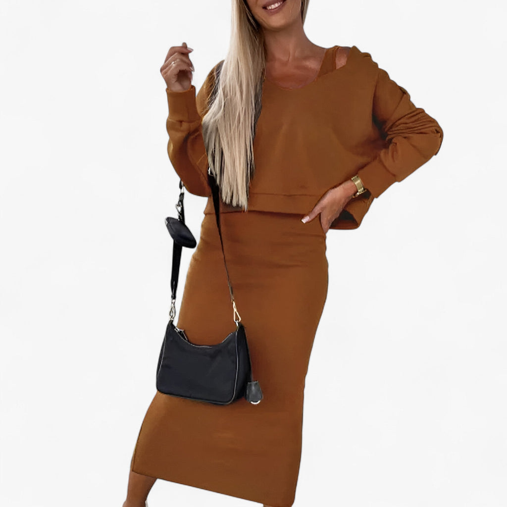 Fitted Two-Piece Set with Short Layered Top