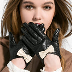 Warm Lined Gloves with Touchscreen Tips and Bow Detail