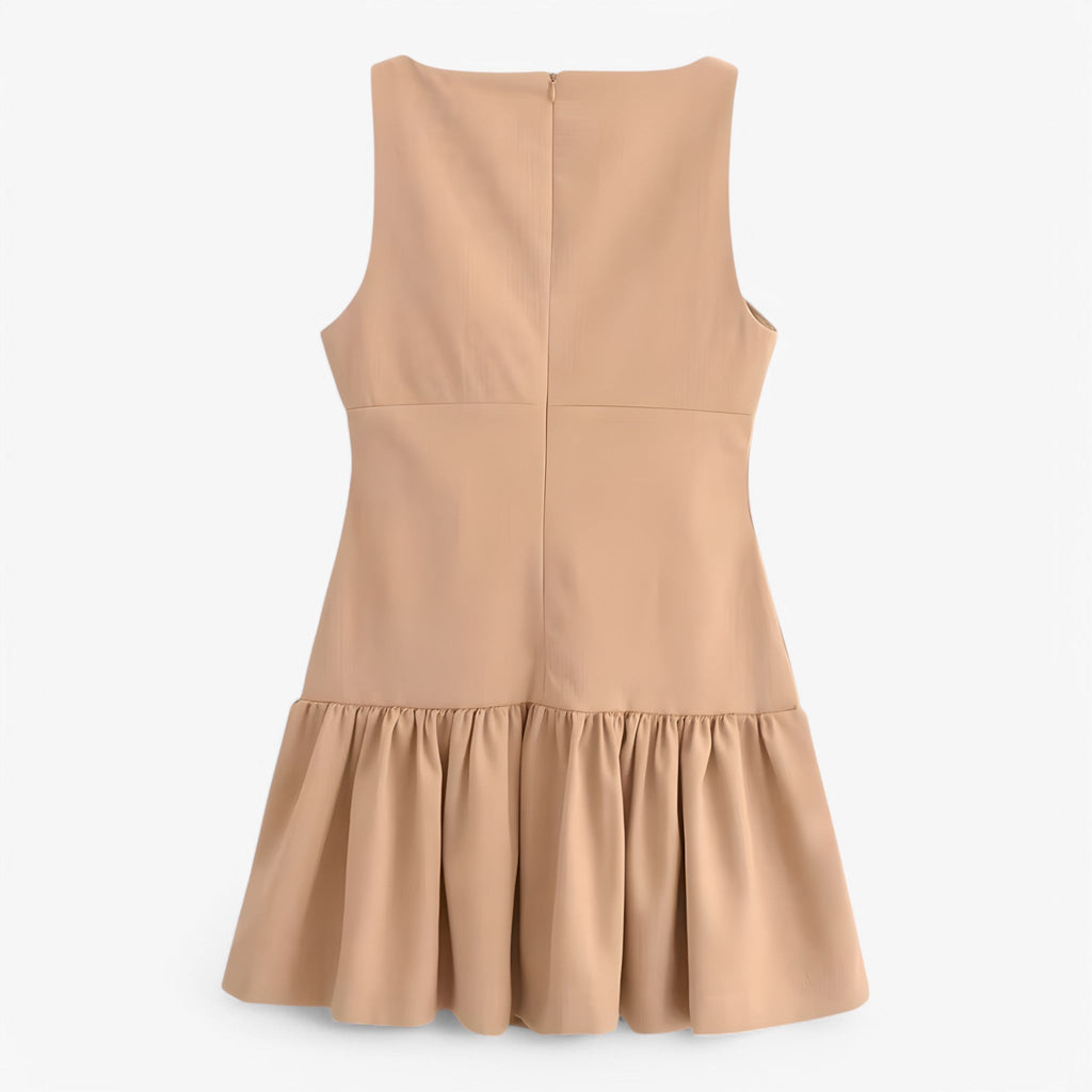 Ruffled Mini Dress with Bow Detail for Evening Occasions