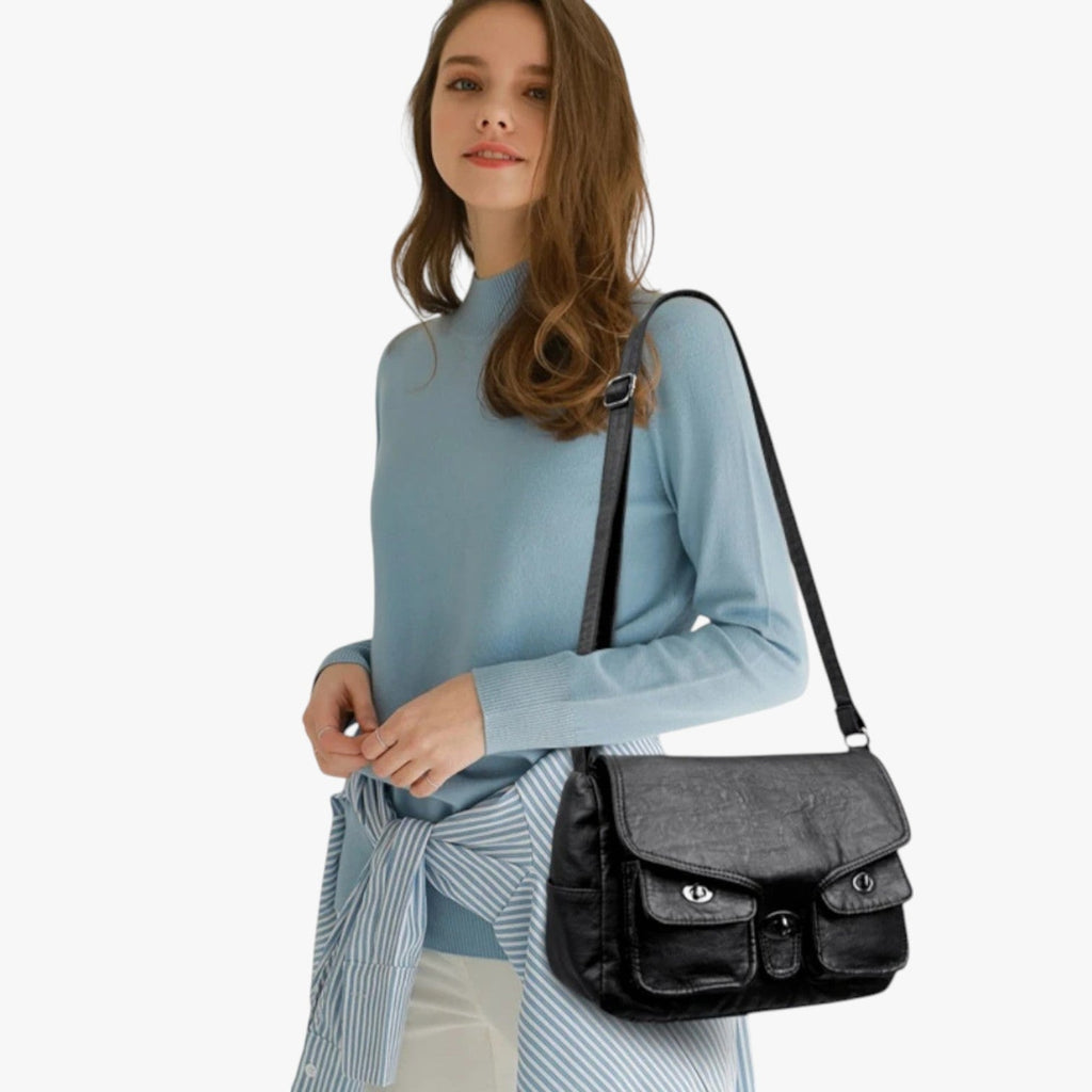 Retro-Style PU Leather Shoulder Bag with Adjustable Strap