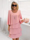 A-Line Midi Dress with Layered Ruffles
